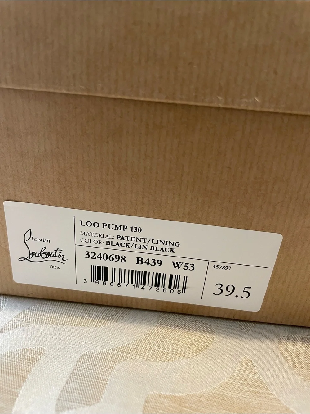 Christian Louboutin Loo Pump 130 Patent Leather in Black AUTHENTIC